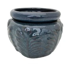 Leaf Self Watering Glazed Ceramic Pot - Dark Moss - 6.25 X 4.75"