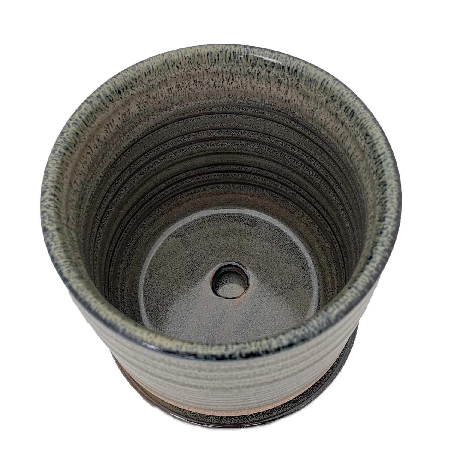 Ellora Ceramic Planter With Attached Saucer - Slate - 6.75" X 6.5" - Image 2