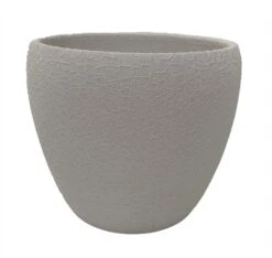 White Lizard Textured Round Ceramic Pot - 6" X 5.25"