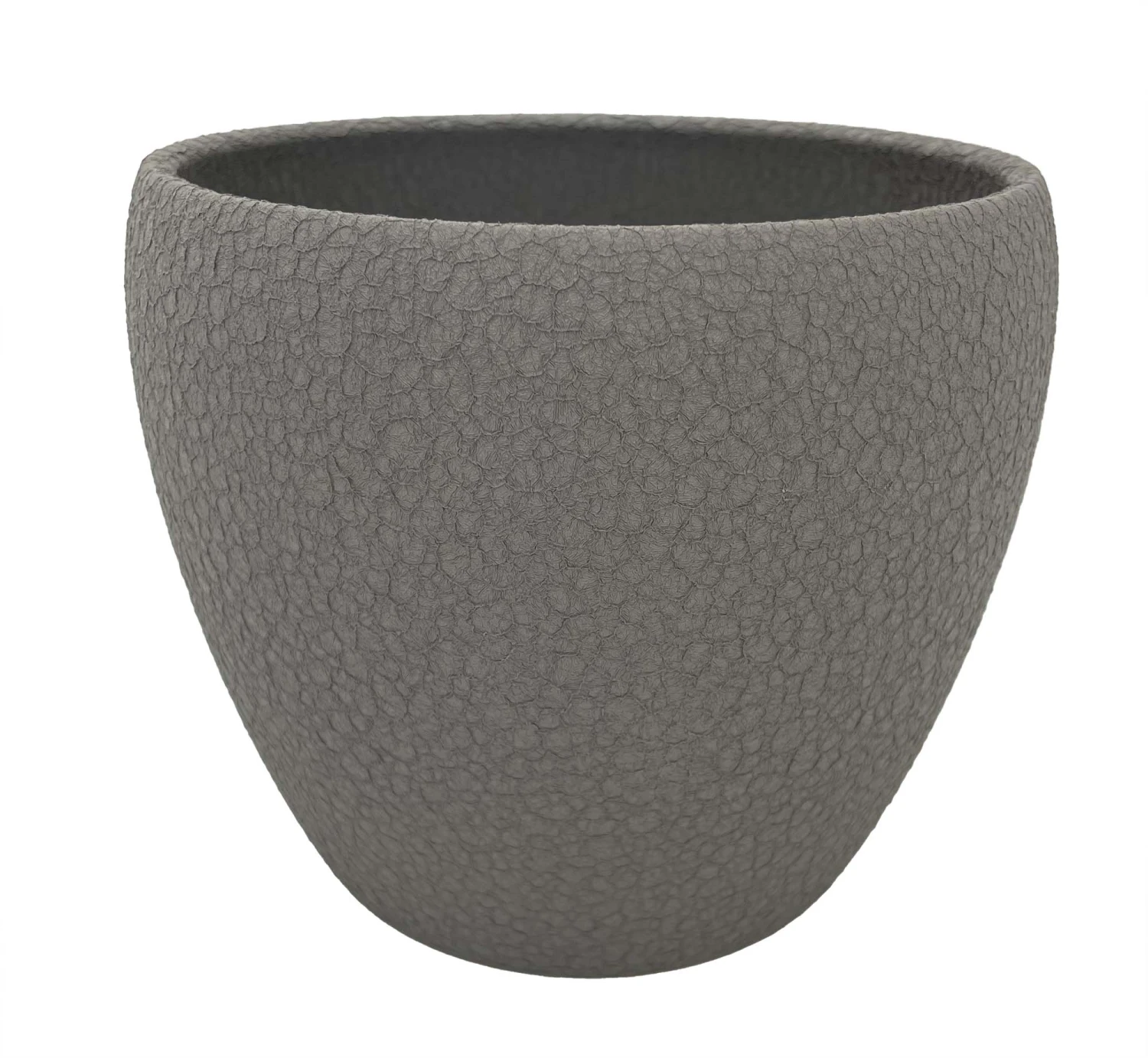 Grey Lizard Textured Round Ceramic Pot - 6" X 5.25"