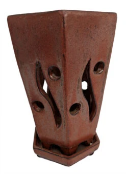 High Style Ceramic Orchid Pot/Saucer - 6 1/8" X 8" - Copper