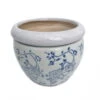Blue And White Floral Self Watering Glazed Ceramic Pot - 6 1/2" X 4 1/4"