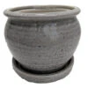 Speckle Planter With Attached Saucer - Grey - 6" X 5 1/2"