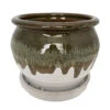 Archdale Ceramic Planter With Attached Saucer - Birch - 6" X 5"
