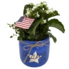 Glory Blue Mason Jar Ceramic Planter With Live Kalanchoe And Fern Plants