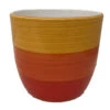 Bright Stripes Ceramic Cup Pot - Yellow/Orange/Red - 5.5 X 5.5"