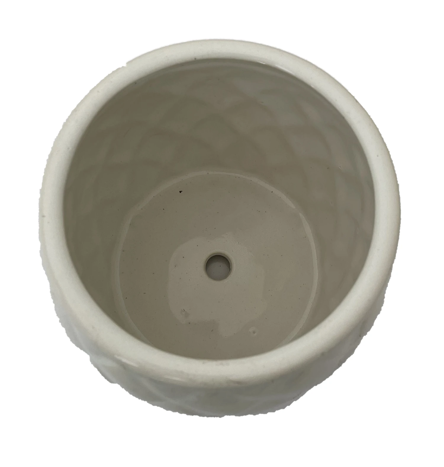 Camilia Ceramic Pot With Attached Saucer - 6" X 5" - Alabaster - Image 2