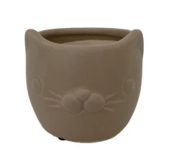 Tan Cat Ceramic Animal Pot - 6" X 4" - NEW