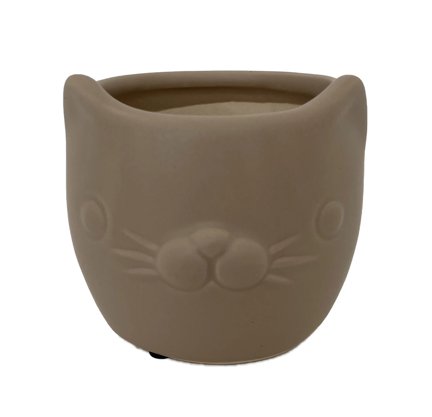 Tan Cat Ceramic Animal Pot - 6" X 4" - NEW