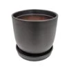 Chatham Egg Pot With Attached Saucer - Matte Black - 5.5" X 5"