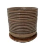 Ellora Ceramic Planter With Attached Saucer - Taupe - 6.75" X 6.5"
