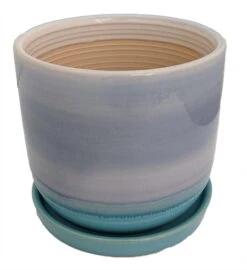 Horizon Dusk Ceramic Pot With Attached Saucer - 5.5" X 4.75"