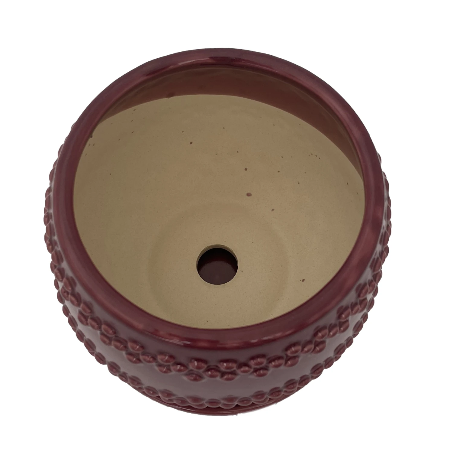 Seneca Ceramic Pot With Attached Saucer - 5" X 4.25" - Ruby - Image 2