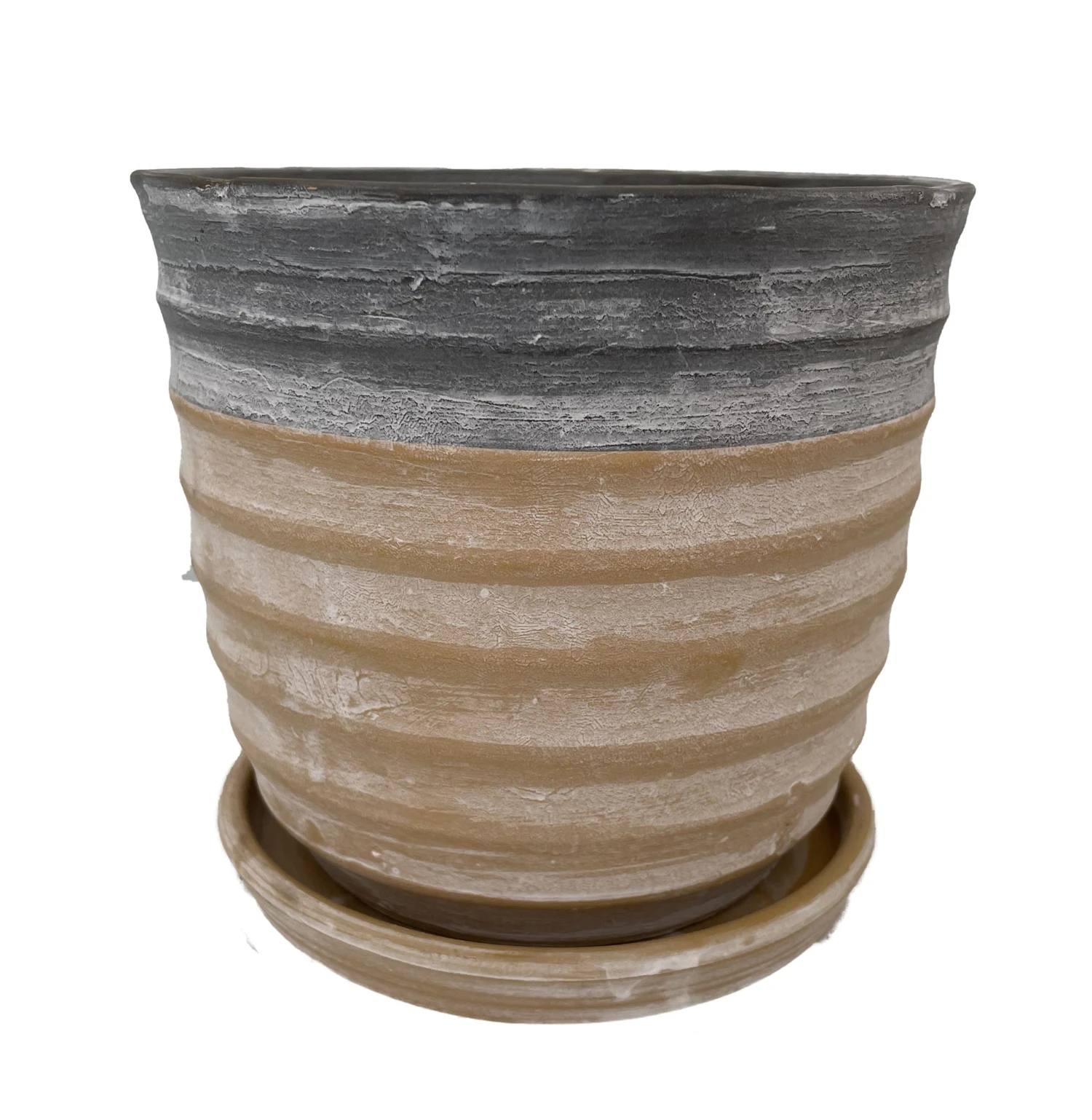 Sylvan Ceramic Planter With Attached Saucer - Honey - 5.5" X 5.5"
